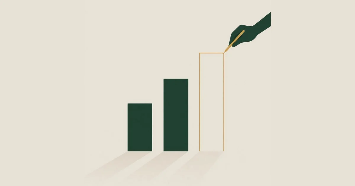 Three bars of rising height, the third still being drawn