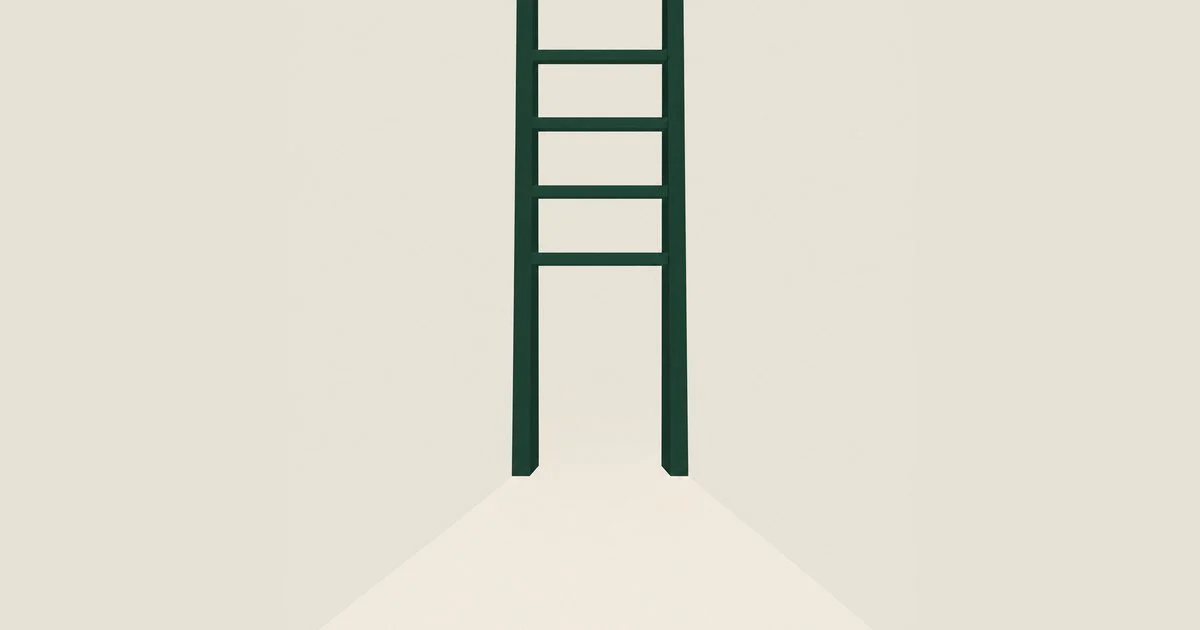 A ladder whose lower rungs are missing