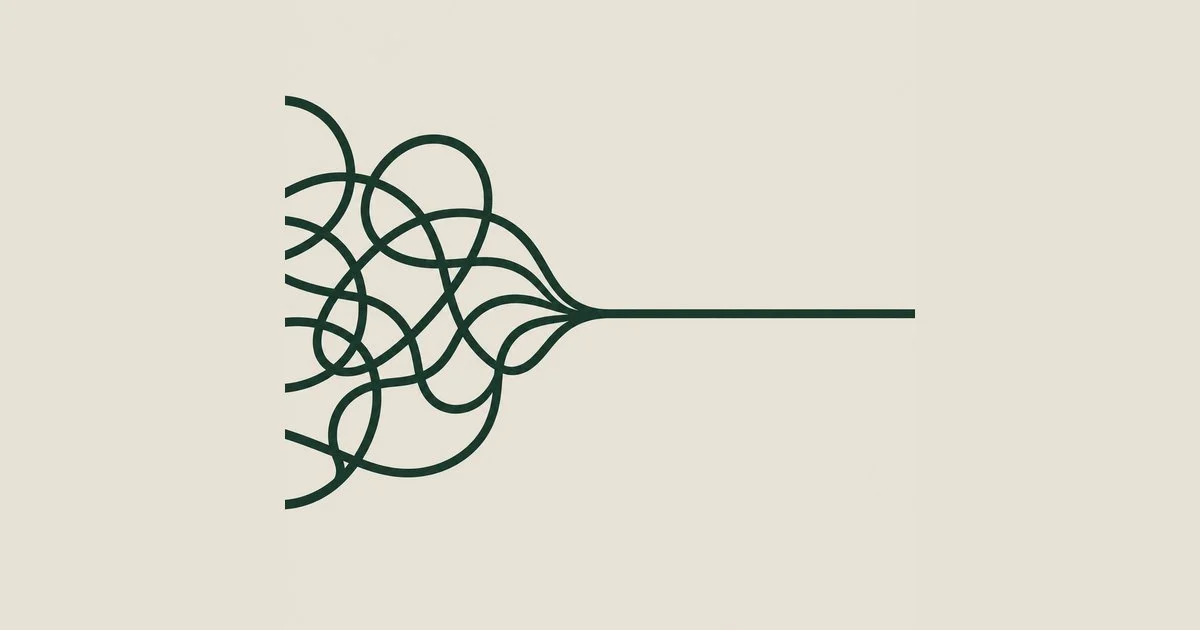 A tangle of lines resolving into one straight line